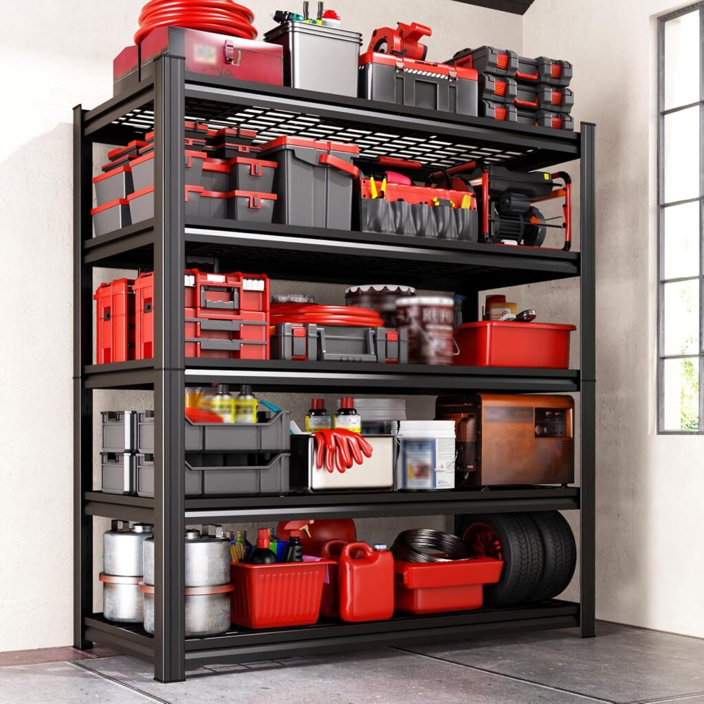 71.2 Inch Heavy Duty Garage Shelving 5-Tier Adjustable Metal Storage Rack View 6